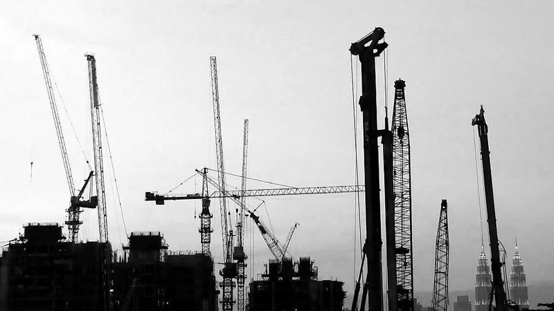 Tower cranes over a Kuala Lumpur construction site